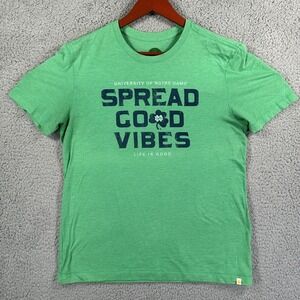 Life Is Good Women's M Green Classic Fit Notre Dame Irish‎ Spread Good Vibes Tee